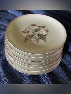 Japan Symphony Pattern China Saucer/Bread/Dessert Plates Set Of 7 Pink Floral
